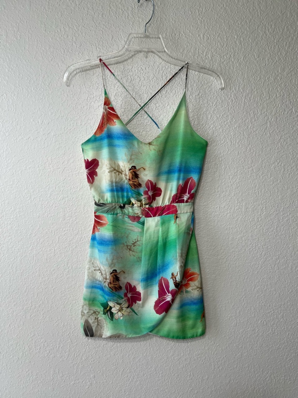 Farm Rio Made in Brazil Dress Size Sm Hawaii Raridade Design Strappy Knee Length